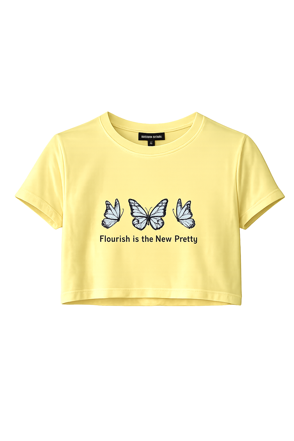 Blue Butterfly Graphic Women's Crop Top By Flaunt N Flourish