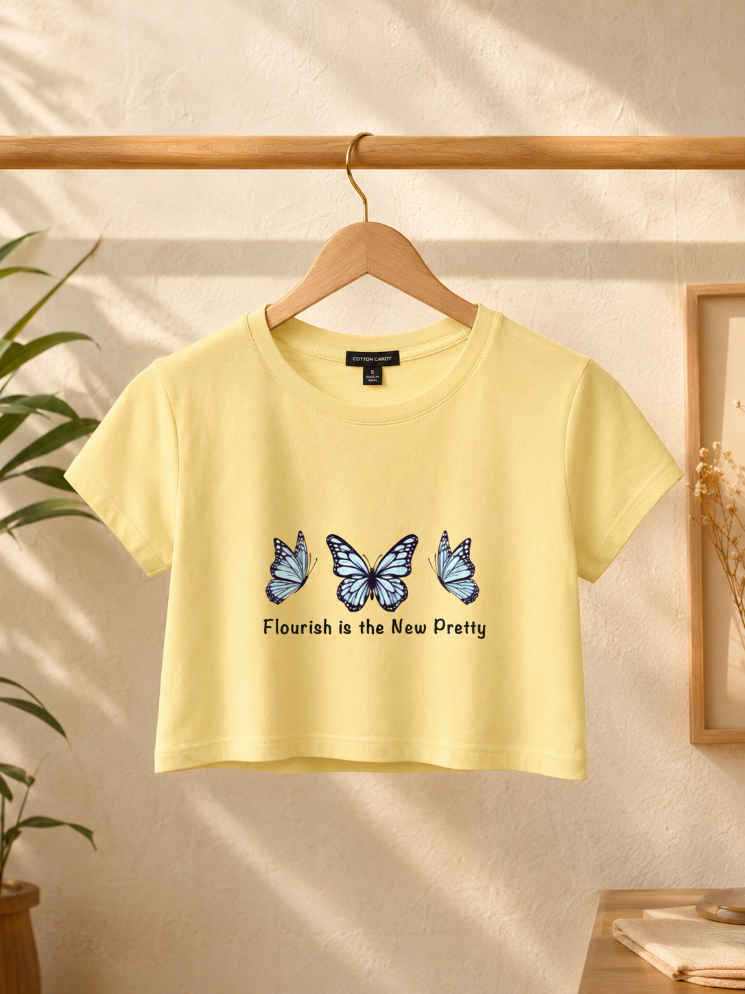 Blue Butterfly Graphic Women's Crop Top By Flaunt N Flourish