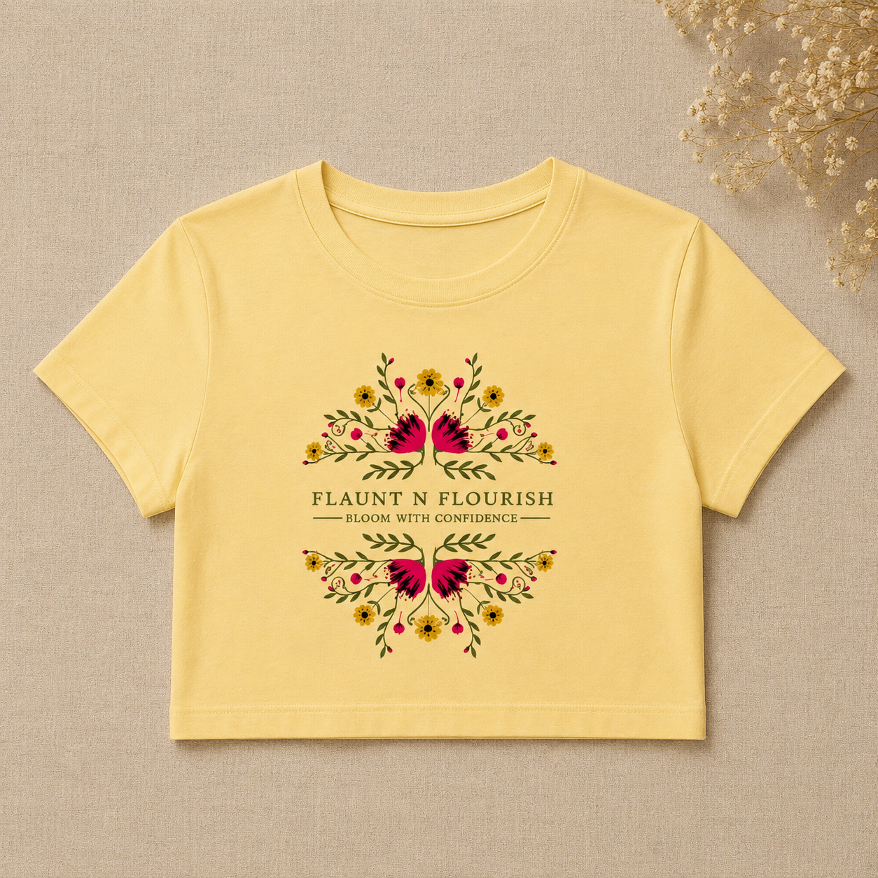 Flaunt N Flourish Floral Graphic Crop Top for Women