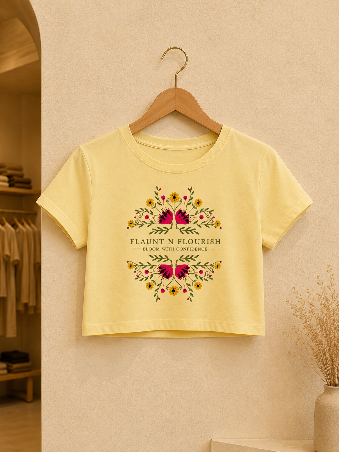Flaunt N Flourish Floral Graphic Crop Top for Women