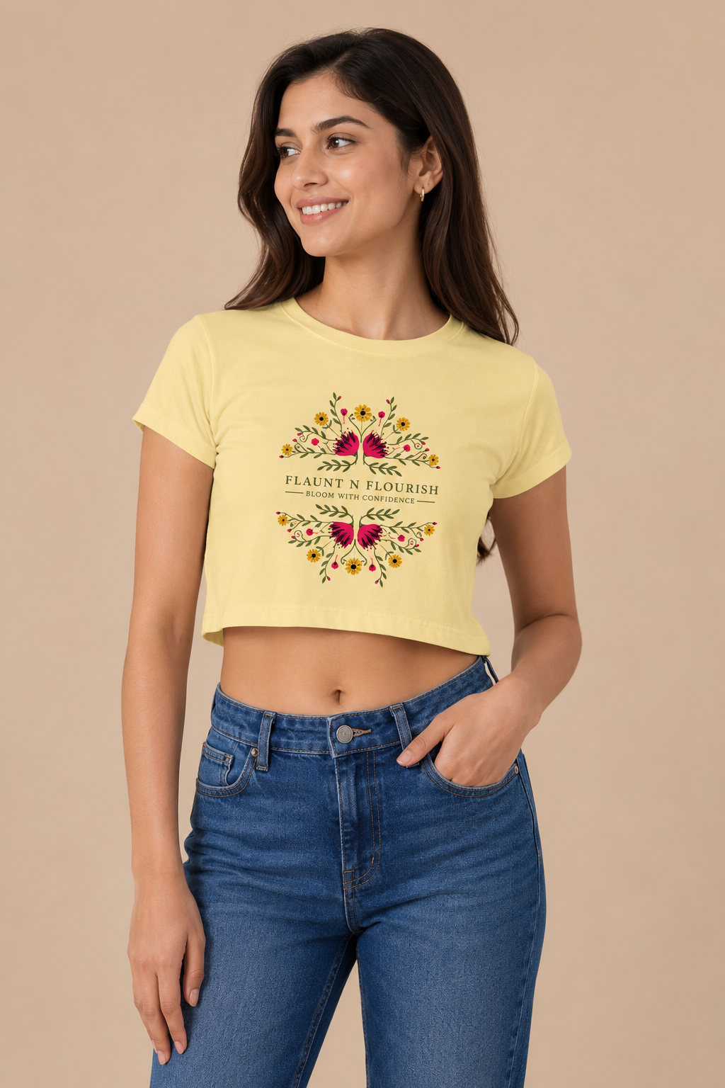 Flaunt N Flourish Floral Graphic Crop Top for Women