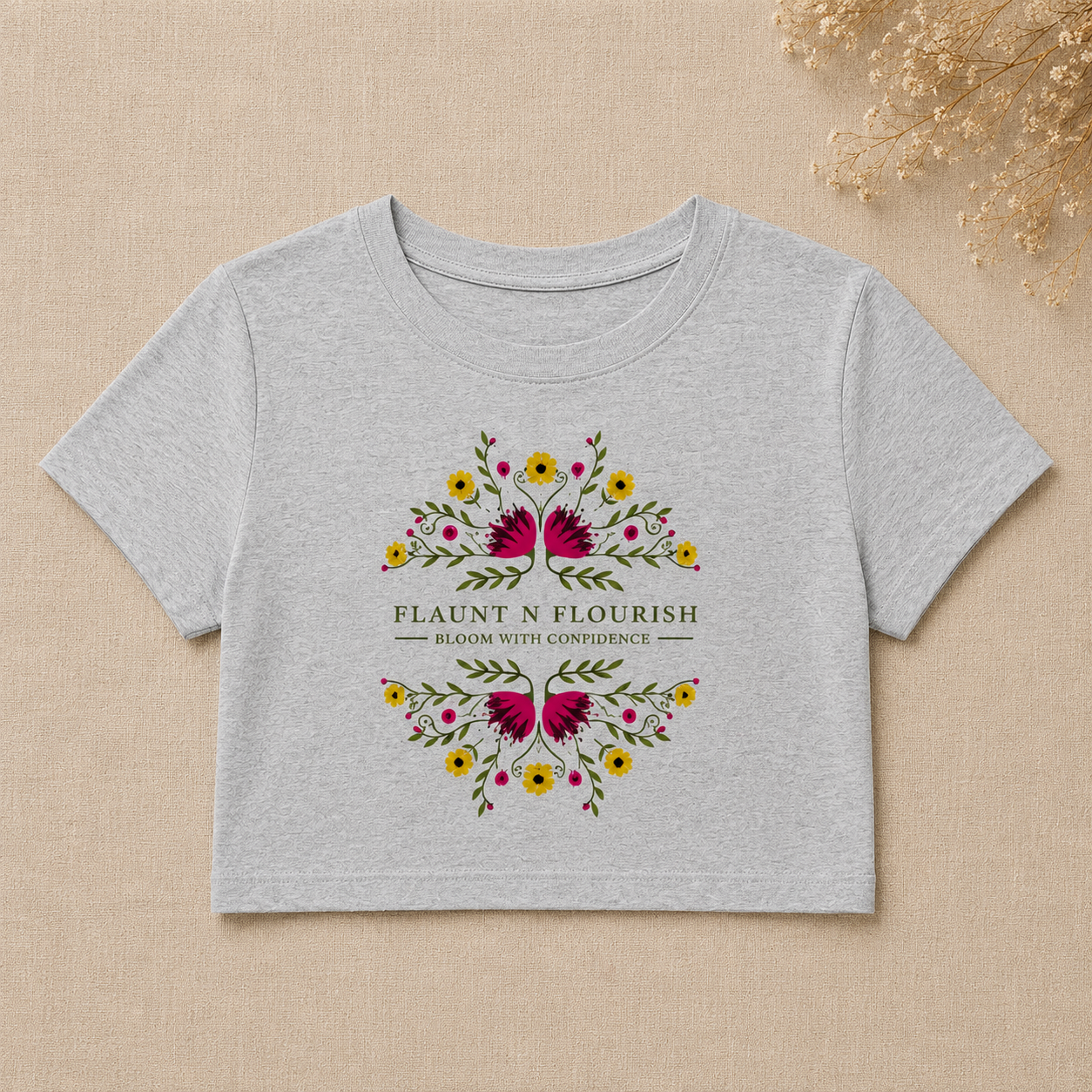 Flaunt N Flourish Floral Graphic Crop Top for Women