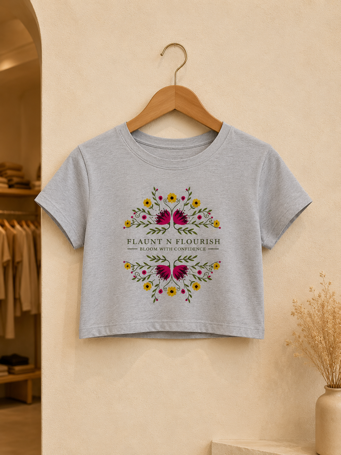 Flaunt N Flourish Floral Graphic Crop Top for Women