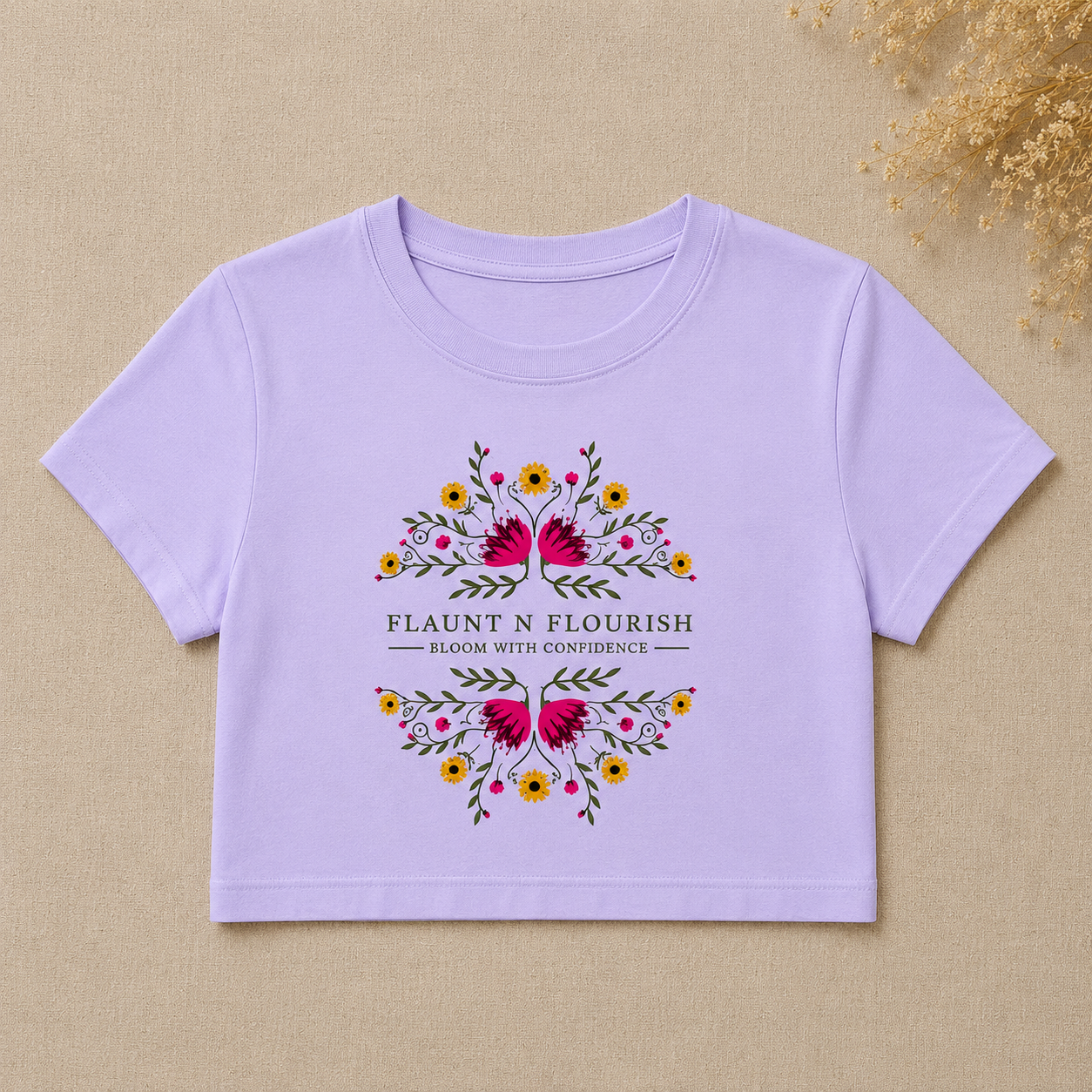Flaunt N Flourish Floral Graphic Crop Top for Women