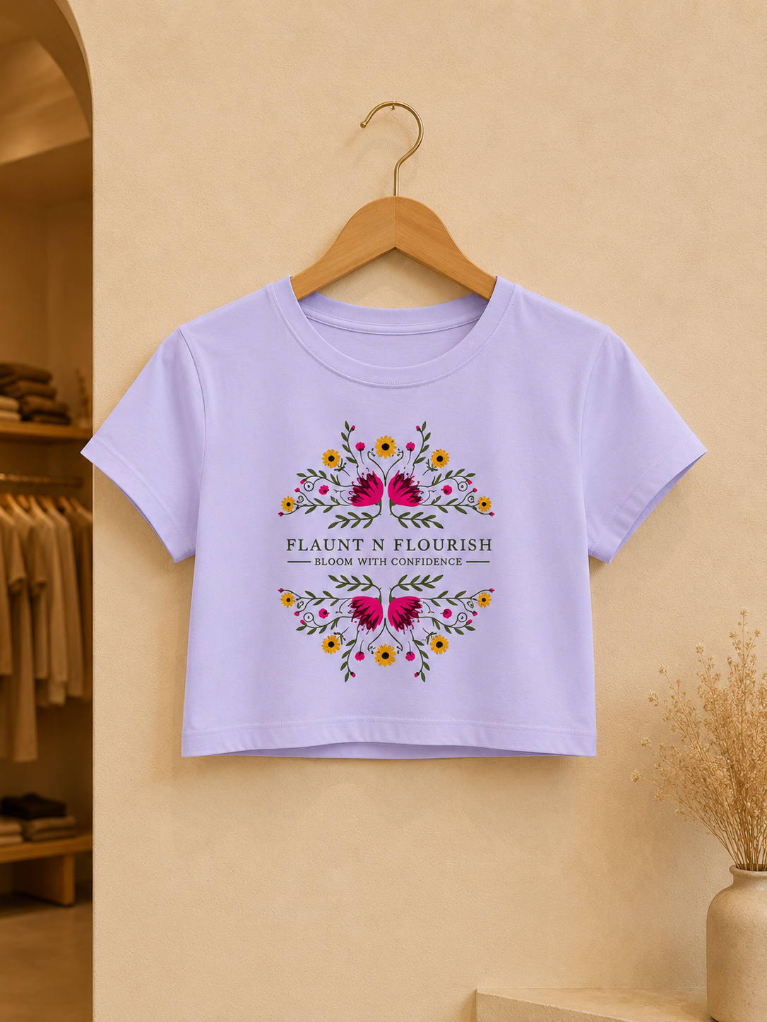 Flaunt N Flourish Floral Graphic Crop Top for Women