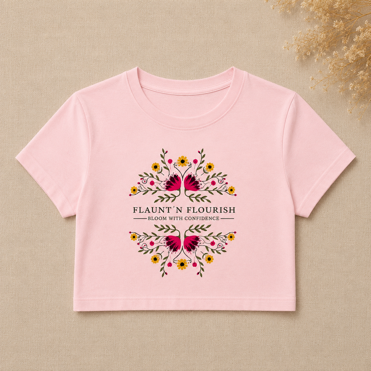 Flaunt N Flourish Floral Graphic Crop Top for Women