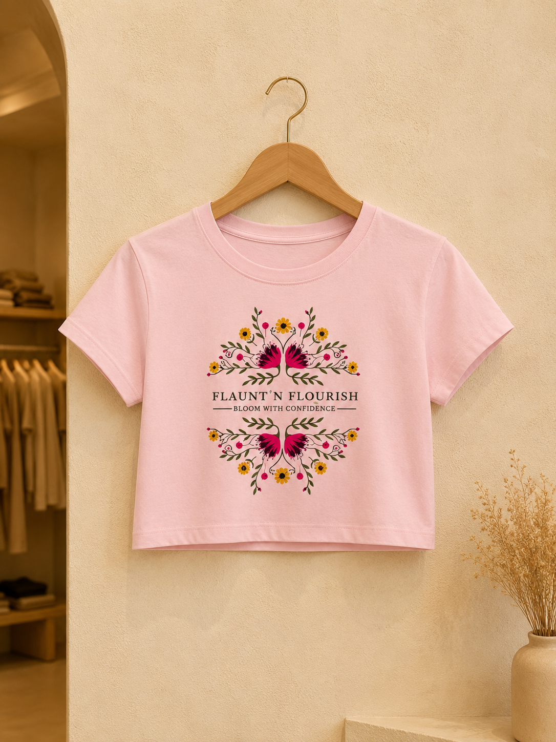 Flaunt N Flourish Floral Graphic Crop Top for Women