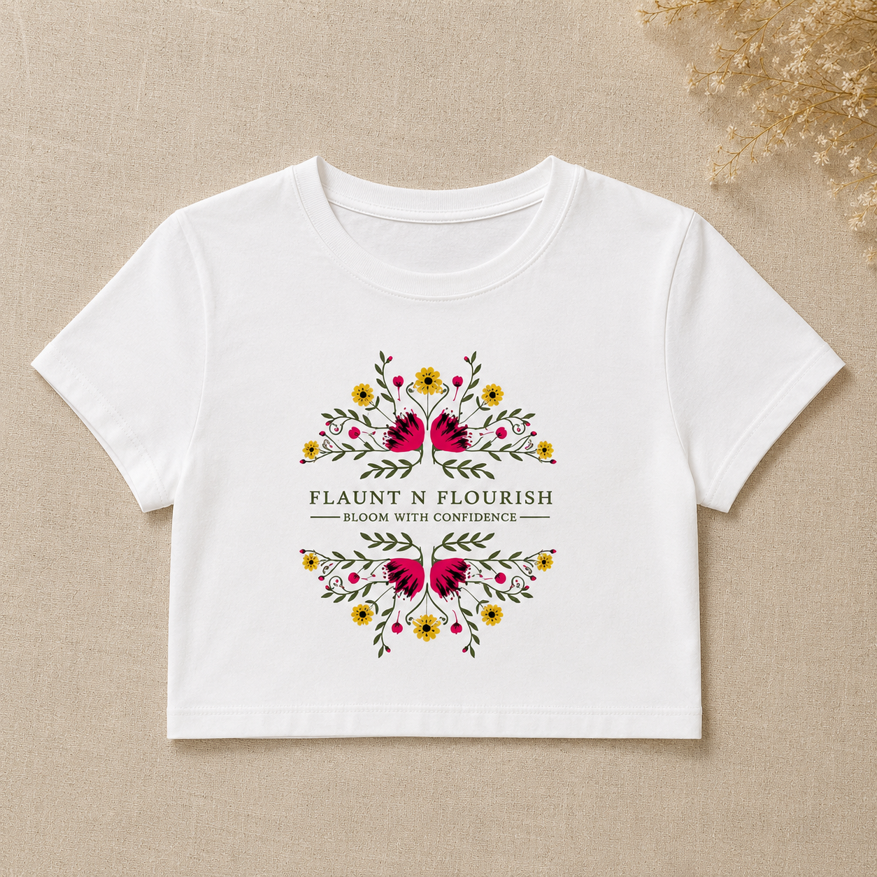 Flaunt N Flourish Floral Graphic Crop Top for Women