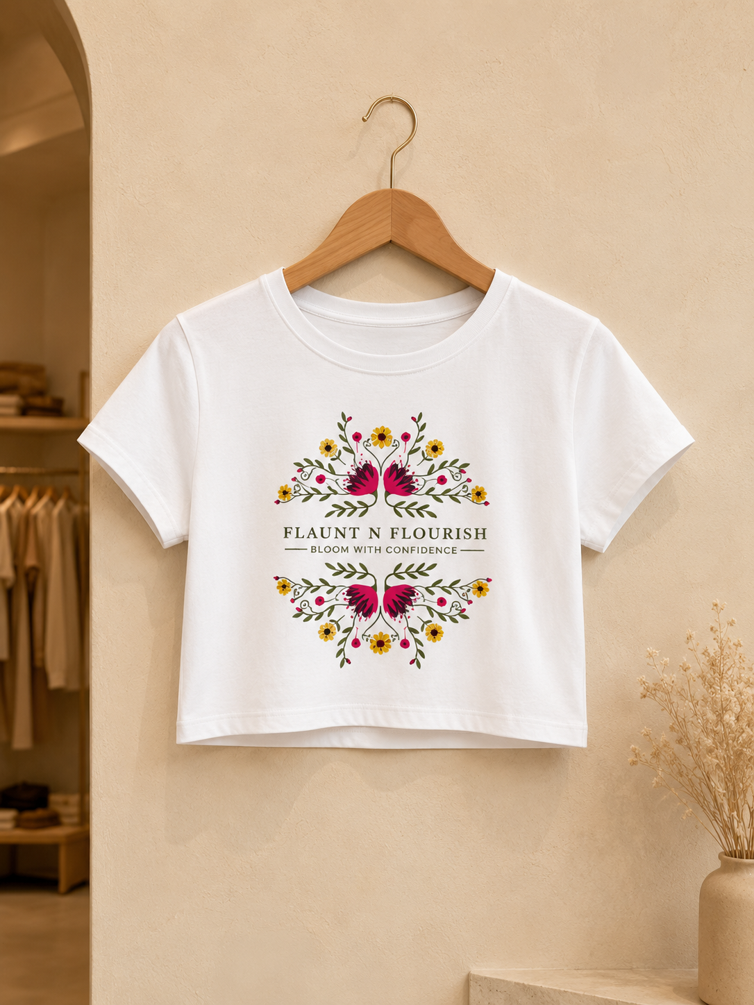 Flaunt N Flourish Floral Graphic Crop Top for Women