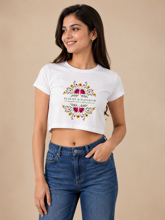 Flaunt N Flourish Floral Graphic Crop Top for Women