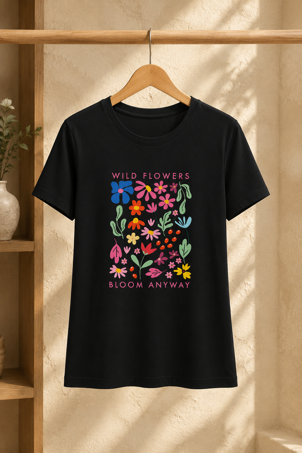 Floral Graphic Printed Cotton Women's Classic T-Shirt By Flaunt N Flourish