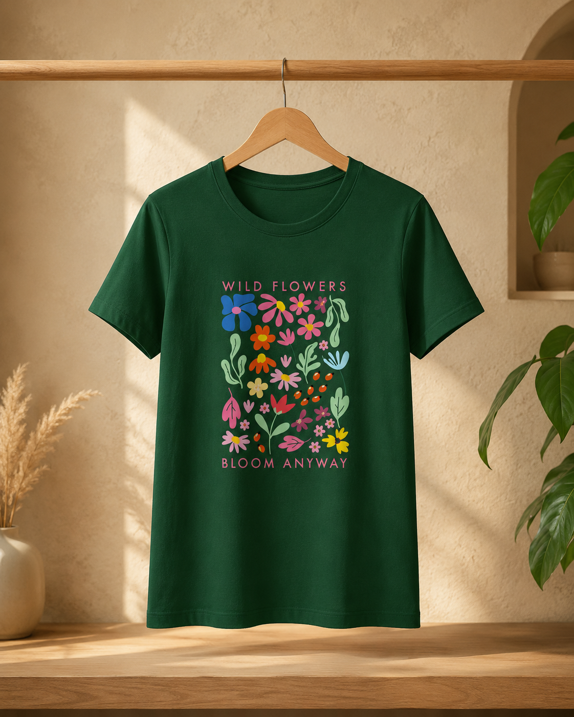Floral Graphic Printed Cotton Women's Classic T-Shirt By Flaunt N Flourish