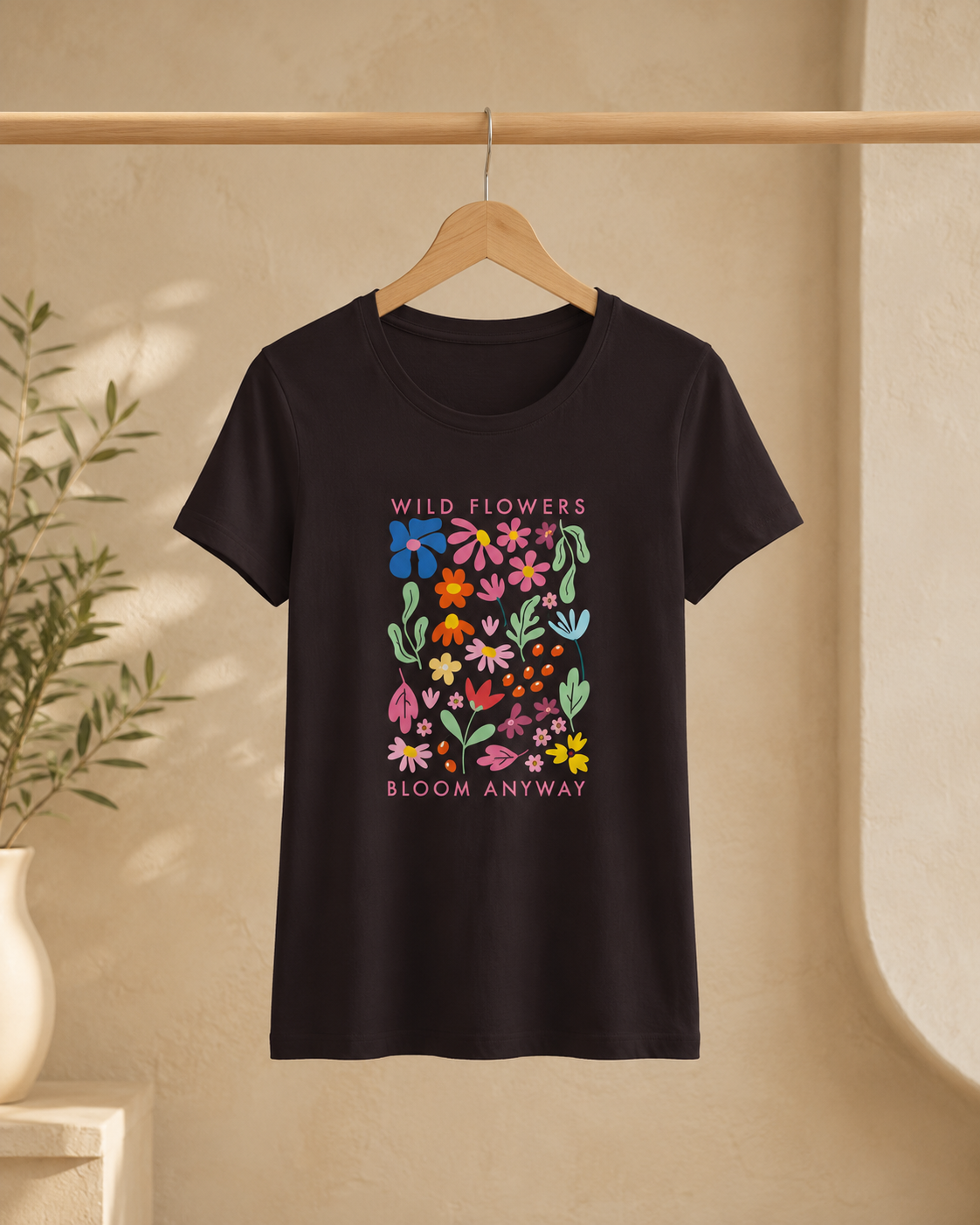 Floral Graphic Printed Cotton Women's Classic T-Shirt By Flaunt N Flourish
