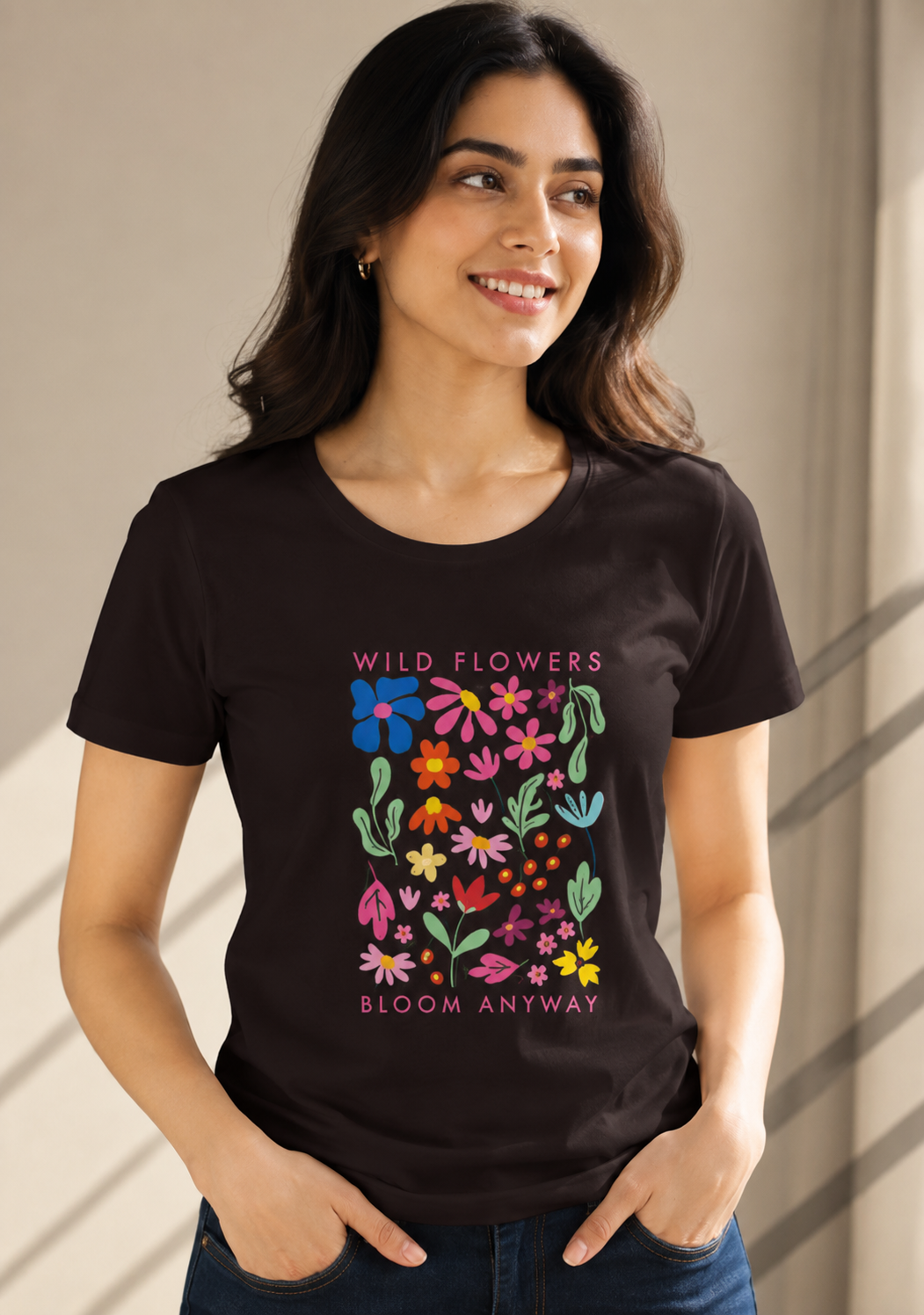Floral Graphic Printed Cotton Women's Classic T-Shirt By Flaunt N Flourish