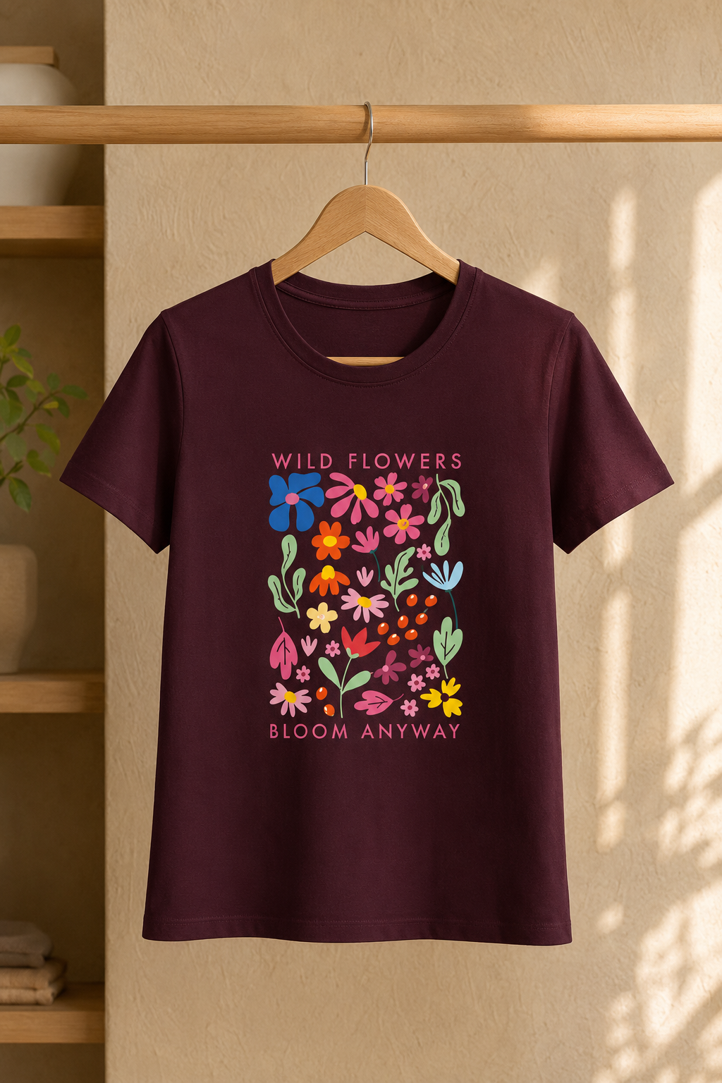 Floral Graphic Printed Cotton Women's Classic T-Shirt By Flaunt N Flourish