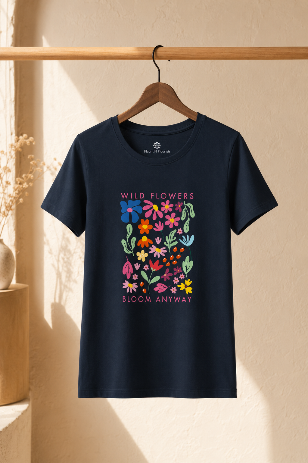 Floral Graphic Printed Cotton Women's Classic T-Shirt By Flaunt N Flourish