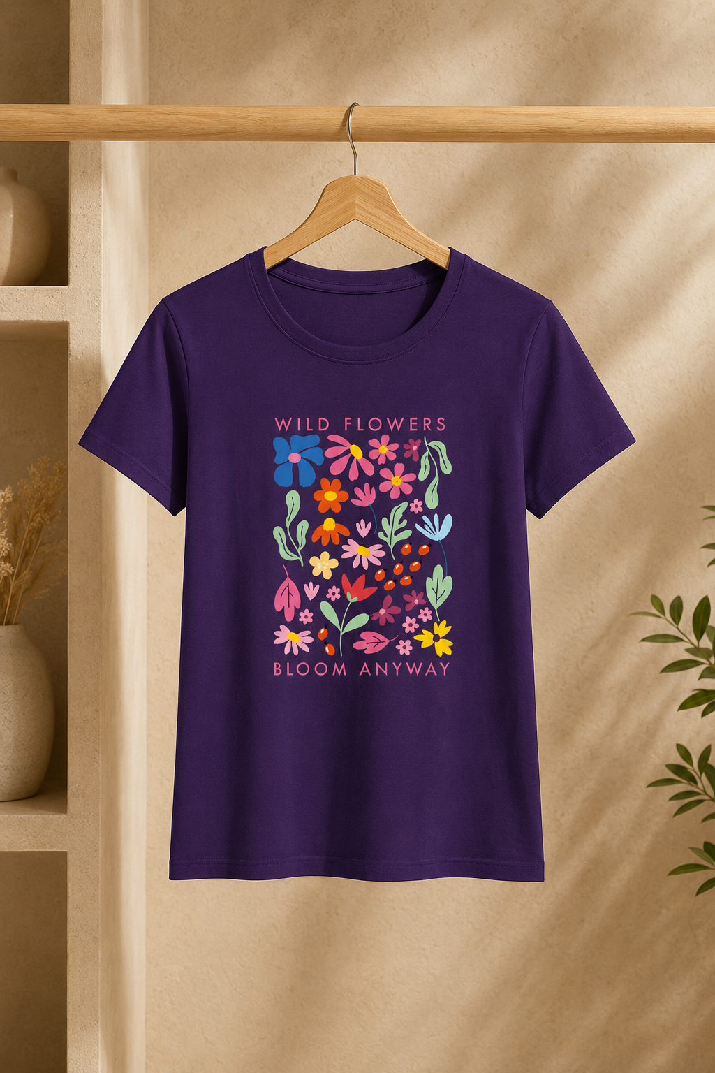 Floral Graphic Printed Cotton Women's Classic T-Shirt By Flaunt N Flourish
