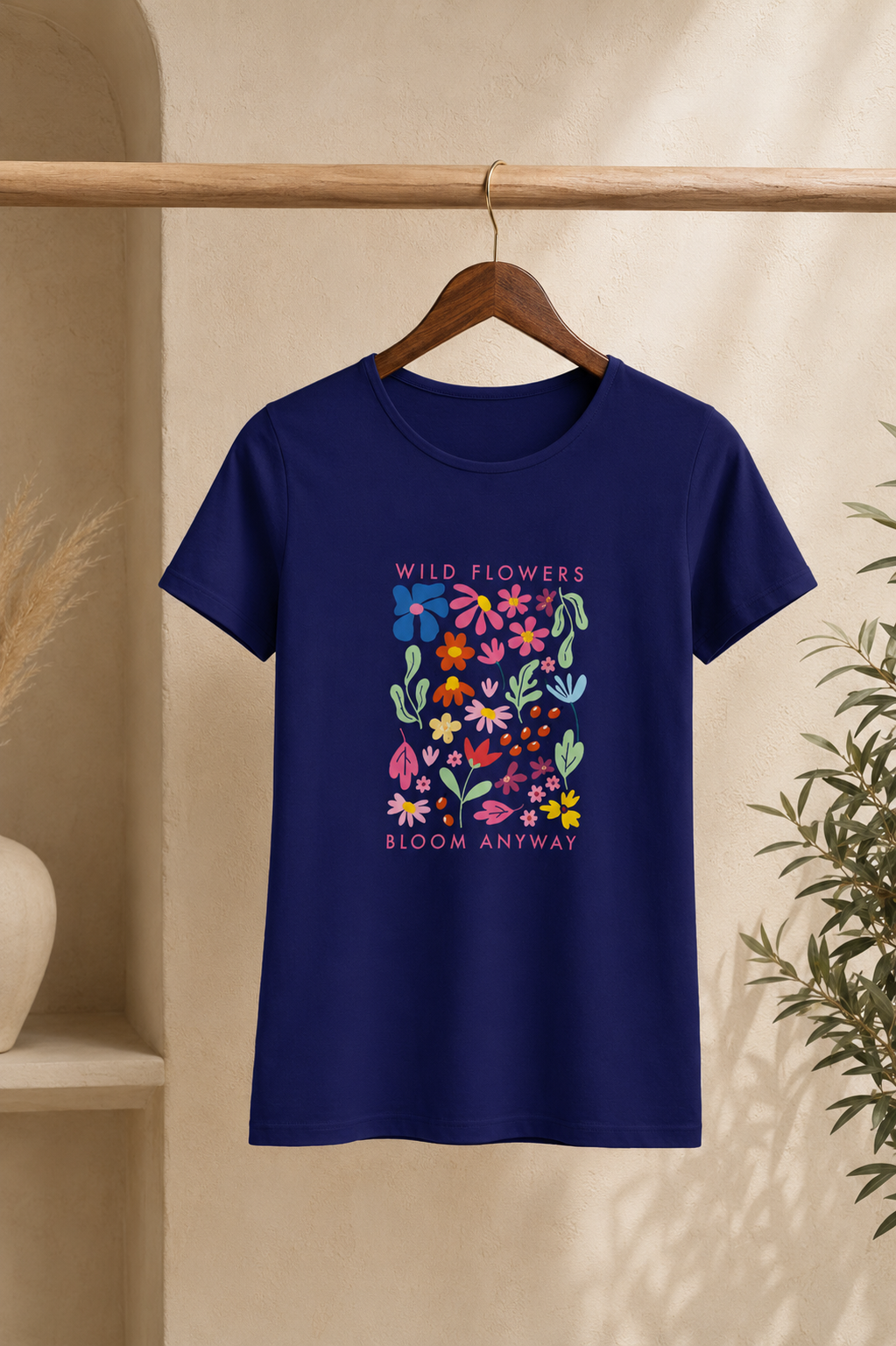 Floral Graphic Printed Cotton Women's Classic T-Shirt By Flaunt N Flourish